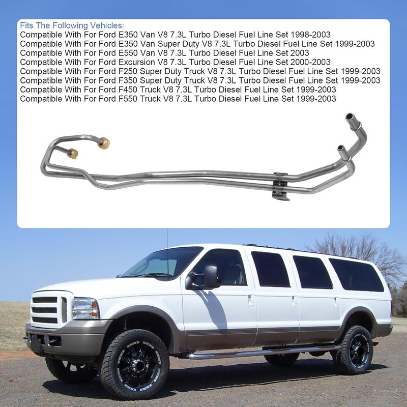 RALBDX Diesel Fuel Supply & Return Line Assembly Compatible With 1998 1999 2000 2001 2002 2003 Ford Powerstroke V8 7.3L Replaces F81Z-9J338-NA (3381-OE) - Image 3